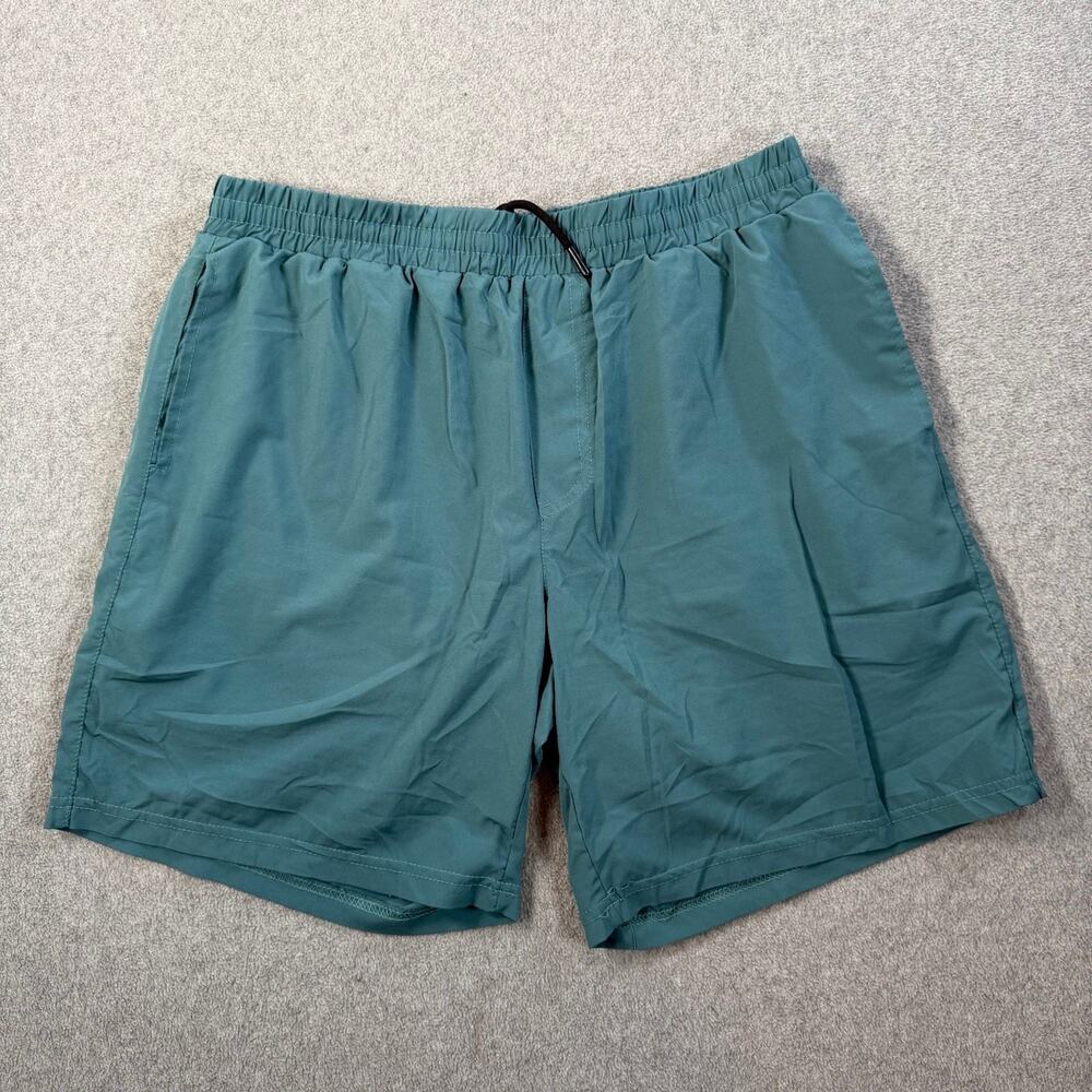 Simply Southern Men's Large Lined Activewear Shorts Teal Green Drawstring Swim